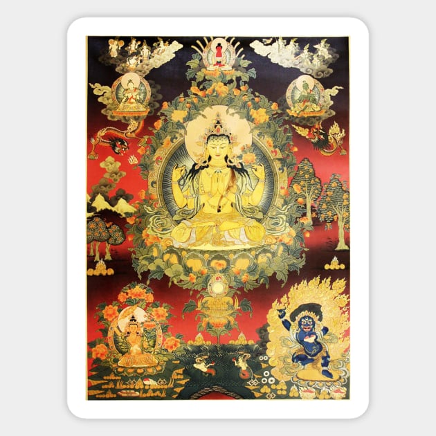 The Bodhisattva Avolokitesvara, regarder of the cries of the world Sticker by RobertMKAngel